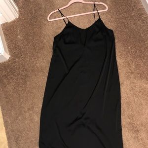 Express Black high split silk dress
